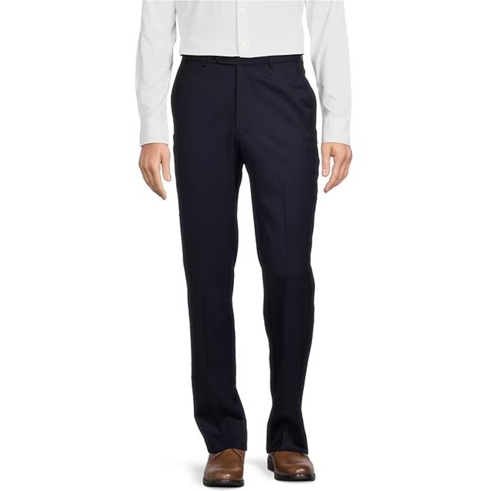 Hart Schaffner Marx Chicago Classic Fit Navy Flat Front Stretch Pants SZ 36 X 32